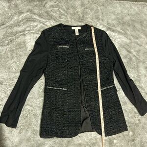 Chico's black metallic mix tweed style jacket size 0 business casual